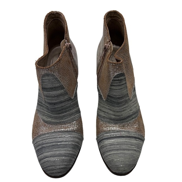 Unity in Diversity Muti Tan Gray Side Zip Ankle Block Heel Bootie SZ EU 40 US 9 - Picture 3 of 10